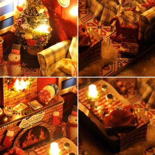 Dollhouse Miniature with Furniture, DIY Wooden Dollhouse Kit Plus Dust Proof Q6PD