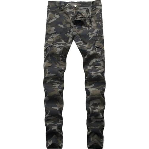 Fashionable Top Quality Men Camouflage Jeans Popular Discount Cheap Full Length