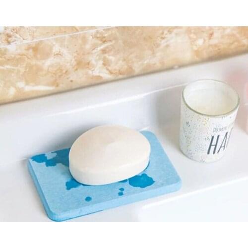 Fashion Hot Bathroom Products Portable Soap Dishes Diatomite Soap Algae Drain Soap Mat Water Absorption Non-slip Deodorant