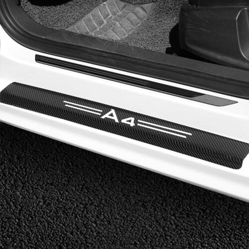 HungMieh 4pcs Stickers on Car Door Sills Guards Stickers Decals Accessories For Audi A4 A5 A6 A8 C6 C5 A1 A7 A8 Q2 Q3 Q5 Q7 TT