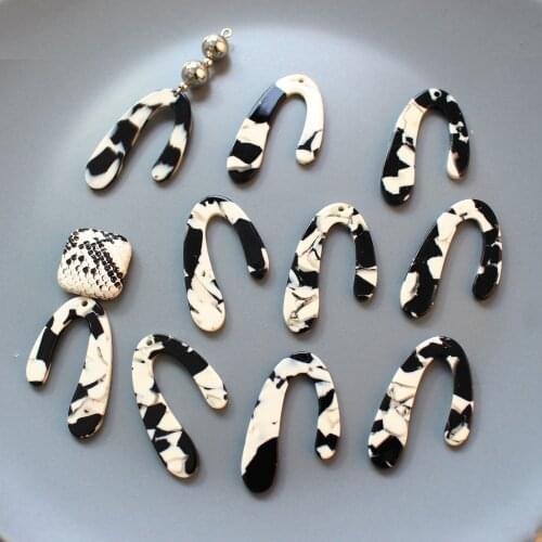 New style 30pcs/lot color pattern print geometry shape acrylic beads diy jewelry earring/garment pendant accessory