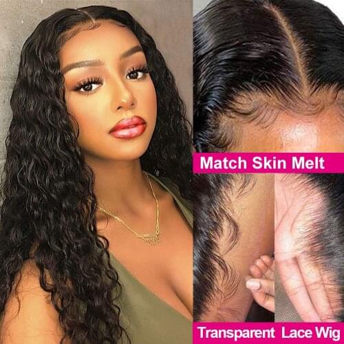 13x4 Water Wave Lace Front Human Hair Wigs For Women Transparent Lace Frontal Wig Brazilian Wet and Wavy Curly Human Hair Wig