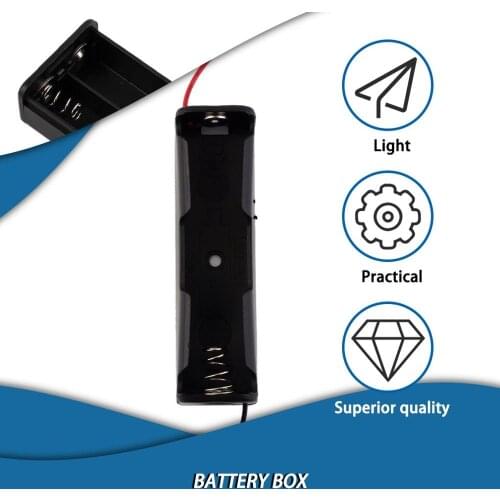 Portable Plastic Battery Case Holder Storage Boxes With Wire Leads For 18650 Batteries 3.7V Black Battery Holder Box