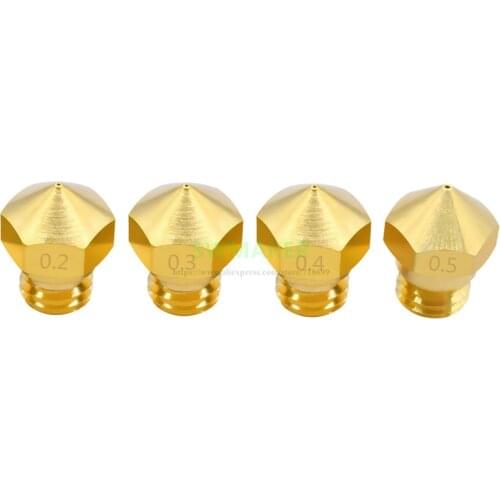 4pcs brass MK10 Nozzle Upgrade Wanhao Duplicator 4S, 4X, i3 0.2mm 0.3mm 0.4mm 0.5mm 0.6mm 0.8mm 1.0mm