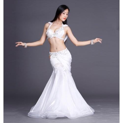 Rhinestones crystal belly dance suits!women performance show belly dance set senior 2pcs handmade belly dance satin set
