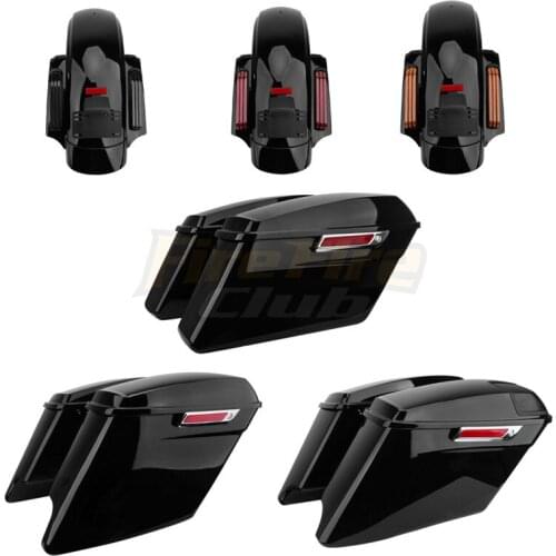 Motorcycle LED Light CVO Style Rear Fender System CVO Style Extended Hard Saddlebags For Harley Touring Street Glide 2014-2020
