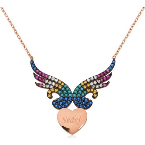 Tevuli 925 Sterling Silver Personalized Is Winged Heart Lady Necklace