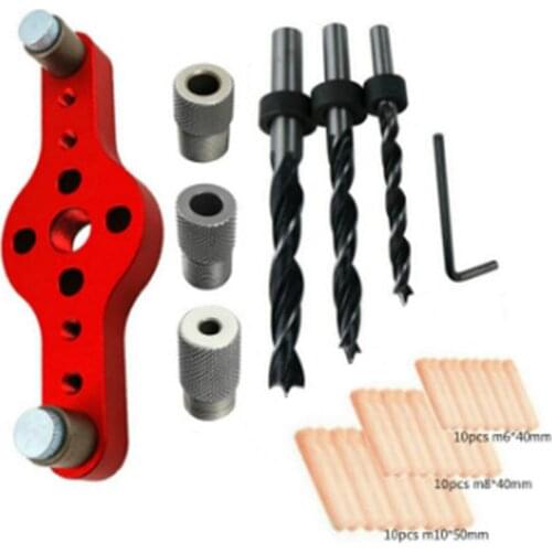 Vertical Pocket Hole Jig Panel Hole Puncher Vertical Self Centering Aluminum Alloy Drill Bit Guide Jig Positioning Locator Hole