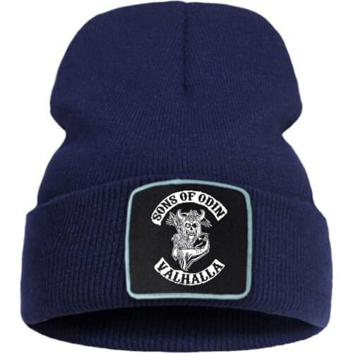 Sons Of Odin Valhalla Vintage Beanie Hat Casual Comfortable Bonnet Cap Unisex Ski Wool Knitted Caps Winter Outdoor Skullies Hats