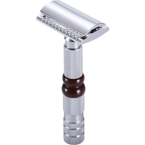 YINTAL Wet Shaving Stainless Safety Razor Chrome Shaver for Men Women with 5 Blades Stainless steel tube handle