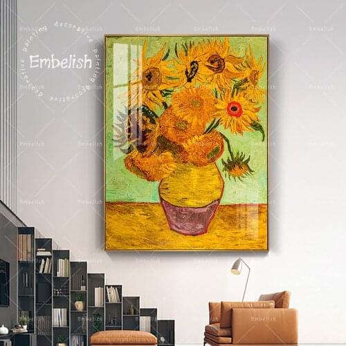 1 Pieces Sunflower Famous Artworks By Gogh Quality HD Canvas Paintings Modern Home Decor Wall Art Pictures For Living Room Poste