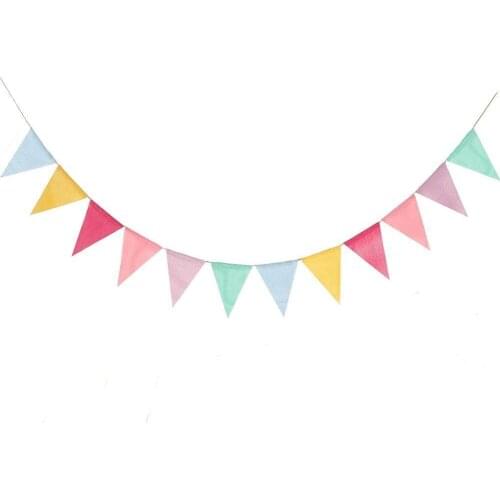 12 Flags Vintage Colorful Burlap Linen Bunting Flags Party For Happy Candy Pennant Garland Ration Deco Garden Wedding Birth X9Y6