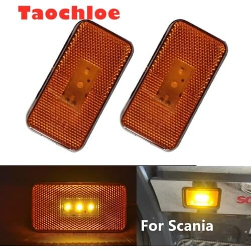 2pcs 24v Amber Led lights for Scania side marker 6 series Heavy Truck for Scania Clearance Lamps truck body parts E4 oem1737413