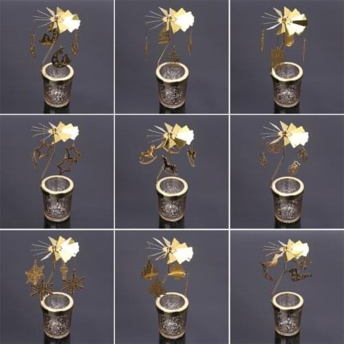 2020 New 19 types Xmas Rotating Spinning Carousel Tea Light Candle Holder Center Home Decoration Gifts Wedding Decoration