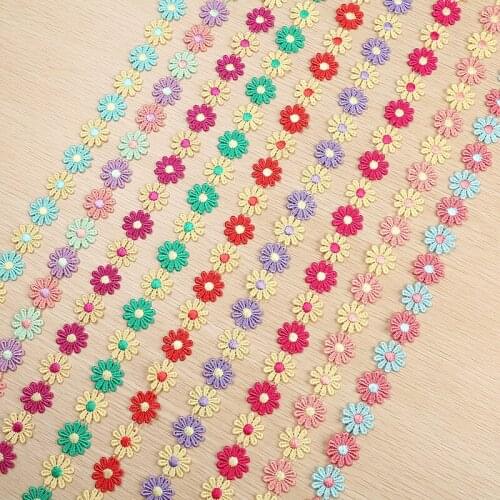 38Yards Flower Lace Edge Trim Wedding Ribbon Embroidered Applique Sewing Patch Daisy Applique DIY