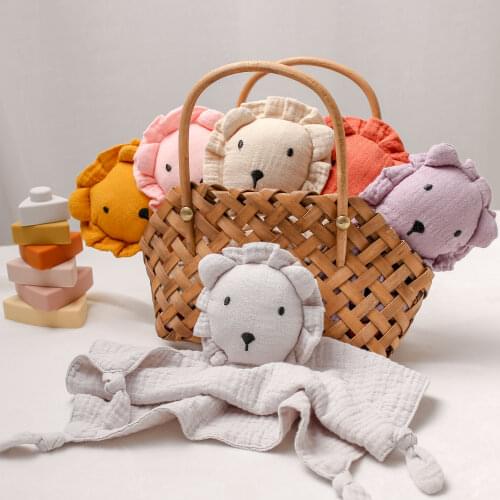 6 Colors New Baby Facecloth Baby Bath Towel Handkerchief Cute Lion Soft Gauze Newborn Saliva Towel Soothe Appease Bib Gift