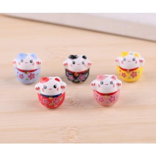 6pcs Small lucky cat ornaments modern minimalist cute mini ceramic jewelry brings good luck mascot