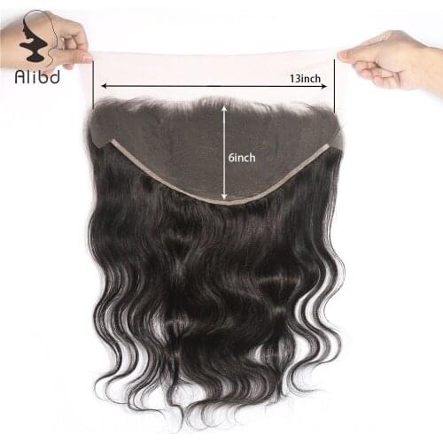 Alibd Body Wave 13x6 Lace Frontal Closure 100% Brazilian Human Hair Natural Color Remy Hair Swiss Lace Closure With Baby Hair