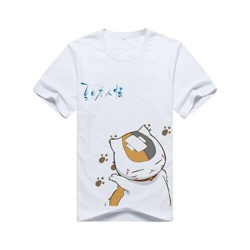 Anime Natsume Yujin-cho Cosplay T-shirt Casual Polyester Short Sleeve Cute Print Harajuku Style T-Shirt Size S-2XL