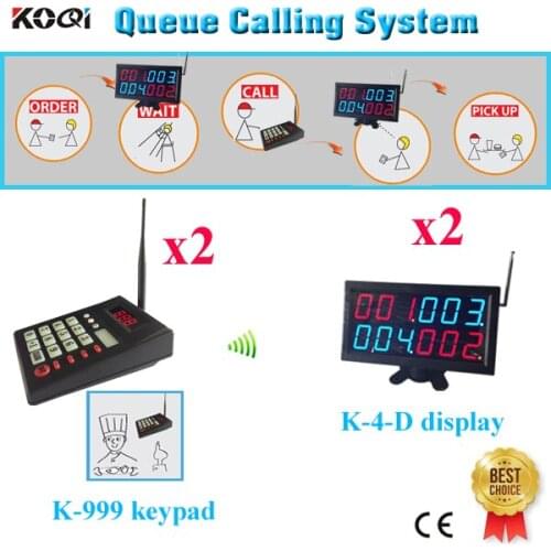 Wireless Guest Queue Management System Queue Machine Service Pager In Hotel,Restaurant ,Cafe ( 2 display + 2 numeric keypad)