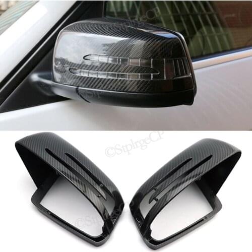 For Mercedes Benz A Class W176 2013-2018 Rearview mirror cover bright black carbon fiber pattern mirror cover Mirror accessories