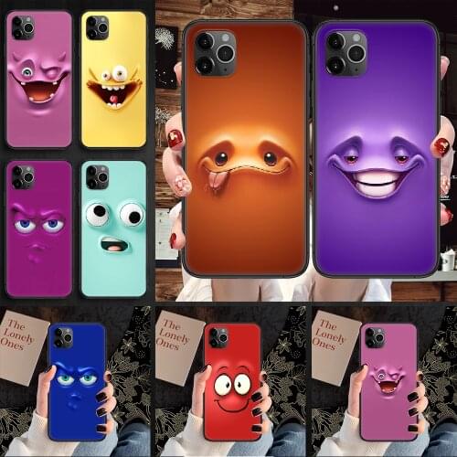 Cartoon funny face 3D Phone Case Cover Hull For iphone 5 5s se 2 6 6s 7 8 12 mini plus X XS XR 11 PRO MAX black fashion hoesjes