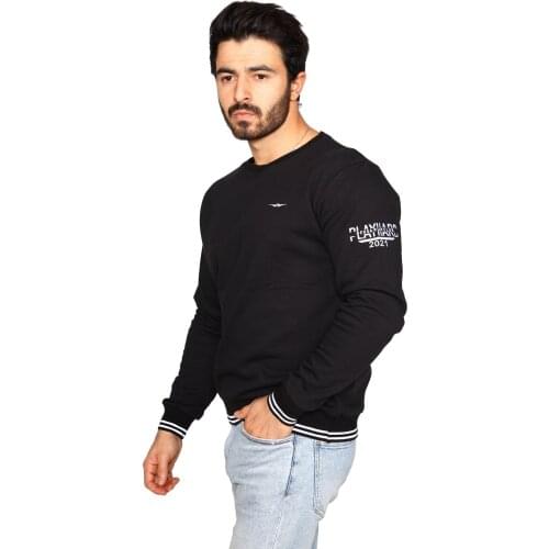 Black Sweatshirt with 3 Yarn Fabric Elastic