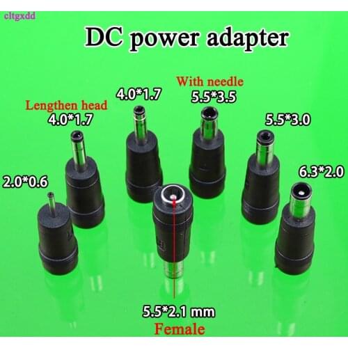 Cltgxdd 1pcs Male Female DC Power Plug Connector ABS 2.0*0.6 4.0*1.7 5.5*3.5 5.5*3.0 6.3*2.0 mm Plugs Adaptor