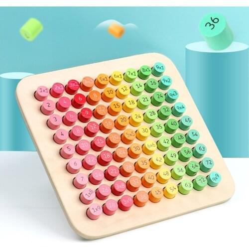 Wooden Math Multiplication Table Board,Montessori Preschool Learning Toys,Math Keyboard Development and Education Toys
