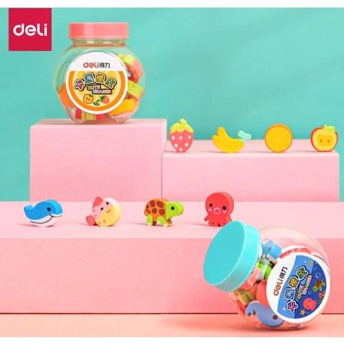 Deli 7533 bottled cartoon rubber Childrens interest in home entertainment barrel cute cartoon Mini eraser School supplies