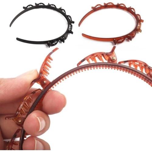 Double Bangs Hairstyle Hair Clips Hairpin Head Hoop Double Layer Band Twist Plait Clip Braided Headband Hair Decor For Women