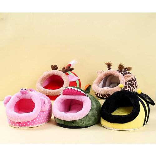 Pet Nest Cute Cartoon Animal Shape Small Pet Bed Cage Accessories Habitat Nest for Hamster Hedgehog Guinea Pig