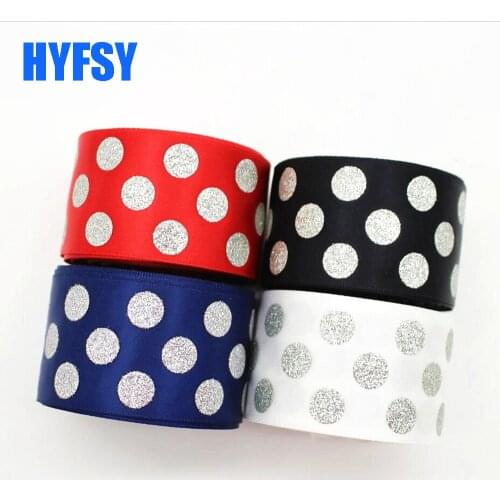 Hyfsy 10020 1-1/2 38mm Silver powder dots ribbon 10 yards DIY headdress gift package handmade material polyester belt satin