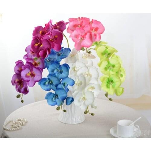 Artificial Butterfly white Orchid flower Silk+Plastic Moth Phalaenopsis for Wedding Home DIY Decoration Fake Flowers