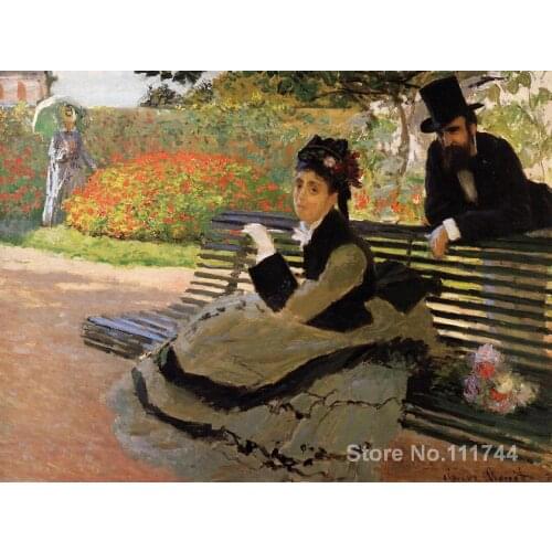 Camille Monet on a Garden Bench Claude Monet garden oil painting reproduction Hand painted High quality