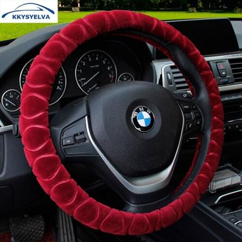 KKYSYELVA Warm Winter Plush car wheel Heated steering wheel Car Steering Wheel Cover Universal Steering Cover Steering-Wheel