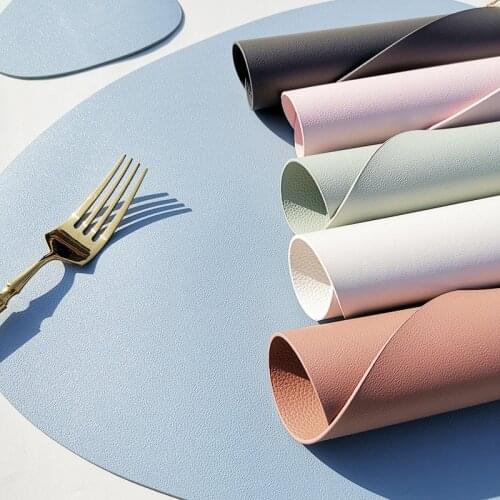 Leather Placemat Tableware Pad Oil Water Resistant Heat Insulation Non-Slip Tablemat Coaster Set for Kitchen Washable Cup Pads