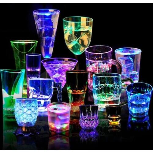 Creative Colorful Wine Glasses LED Water Sensor Color Changing Lamp Atmosphere Water Cup Light for Bars KTV Decora Novelty Gifts