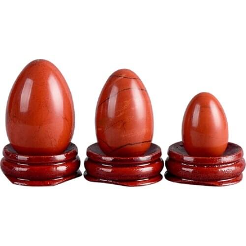 Undrilled Natural Red Jasper Yoni Egg Massage Stone for Women Kegel Exercise Narrowing Vaginal Muscle with free velvet bags