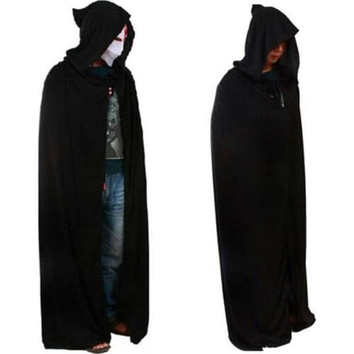 NEW Unisex Adult Men Hooded Cape Long Cloak Black Halloween Costume Dress Coats