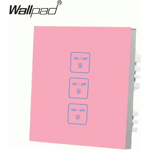 New Arrival Wallpad Smart Home 3 Gang 1 Way Luxury Pink Glass LED Wall Electric Switch Touch Panel