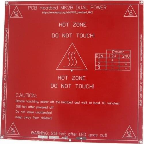 Upgraded MK2B Heated Bed PCB Parts Heatbed Dual 12V 24V Red MK2 B Hot HotBed 3D Printers Part Heat 214mmx214mm Accessories
