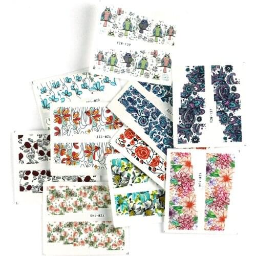 Transfer Decals Slider Nail Art Decoration 3D Butterfly Flower Floral Series Vintage Flower Pattern Stickers For Nail Full Cover