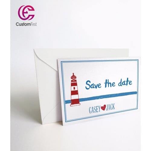 Personalized Thank you card save the date Navy sailing whole set available GXK018