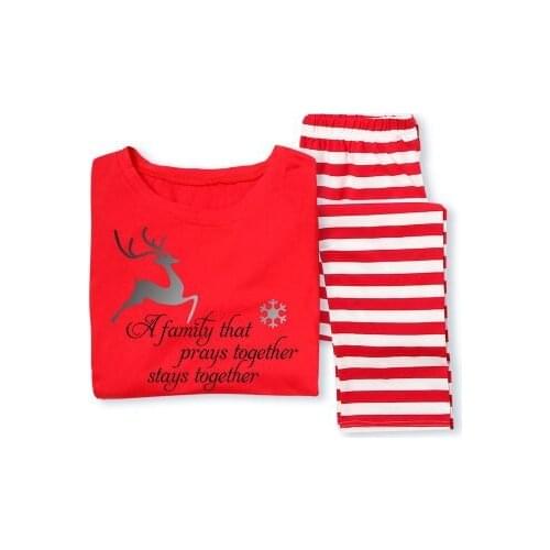 Christmas Elk print Parent-child Suit Autumn Holiday Party Clothing Long-sleeved T-shirt Striped Home Service Parent-child Suit