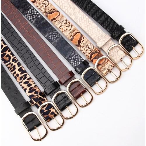 2020 Vintage Snake Leopard Print Belt for Women Black Fashion Waist Leather Belt for Lady Female Waistband Belts