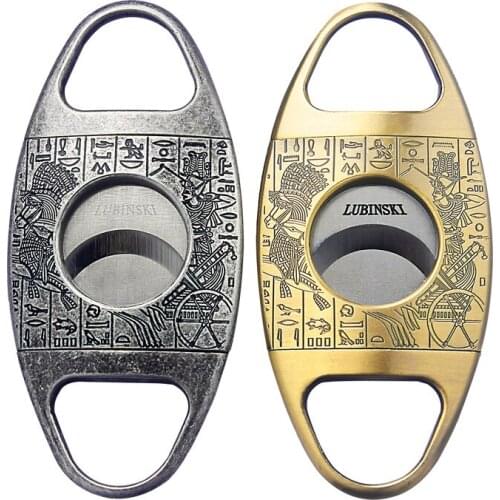 Zinc Alloy Stainless Steel Carving Cigar Cutter Cigar Scissors Double Blades Zigarren Cutter Cigar Accessories Mens Gift
