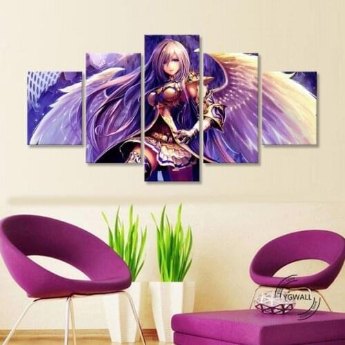 Shingeki no Bahamut Modular Printed Pictures Home Decorative 5 Pieces Paintings Office Canvas Poster Modern Wall Artwork