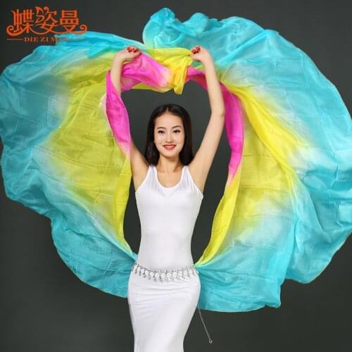 SJ002 100% Real Silk Women Belly Dancing Veil 260*114cm Women Professional Dance Veil Stage Performance Props