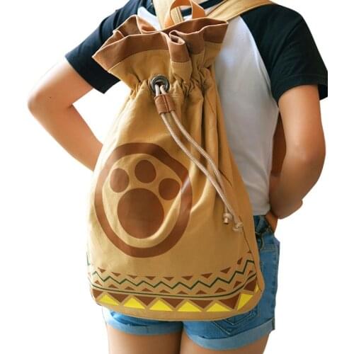 Drawstring Bags monster hunter Comic and Animation cat footprint backpack bag japanese fashion